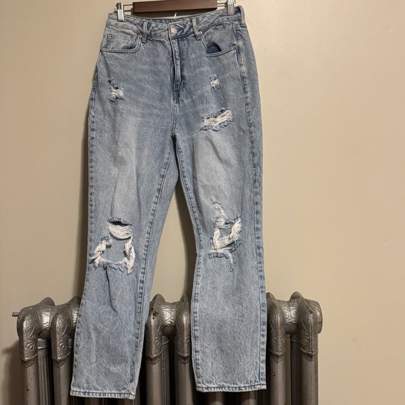 PacSun Denim - PacSun Mom Jeans Light Wash Distressed High Rise Denim Size 29